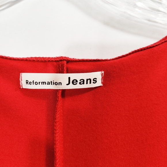 Reformation Cherry Red Pippa Midi Dress Sz Large - Picture 6 of 8